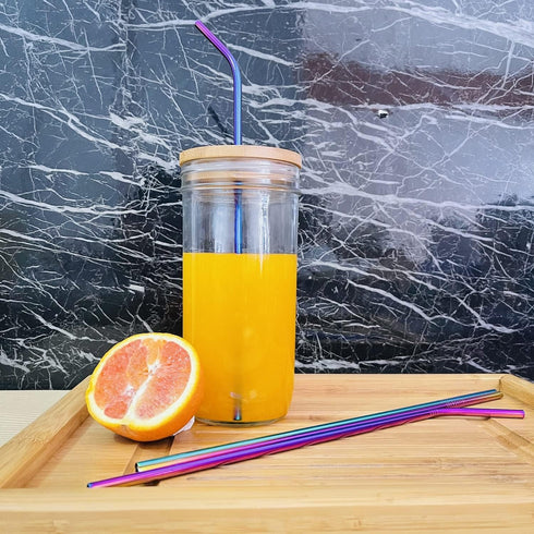Colorful Stainless Steel Straws, 4pcs Ultra Long 12" Reusable Rainbow Color Drinking Straws with Silicone Tips and Cleaning Brush...