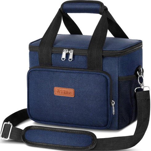 Tiblue Insulated Reusable Lunch Box for Office Work School Picnic Beach, Leakproof Freezable Cooler Bag with Adjustable Shoulder Strap (Medium, Da...