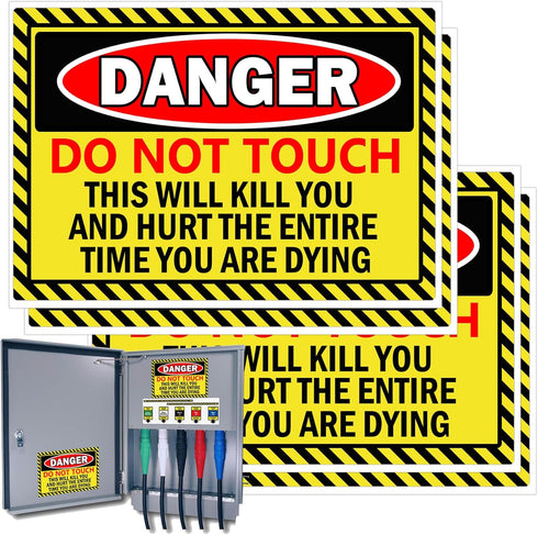 Do Not Touch Stickers 'DO NOT Touch" Danger Warning Labels 5 x 7 Inch - This Will Kill You Electrical Shock Hazard High Voltage Electrocution Viny...