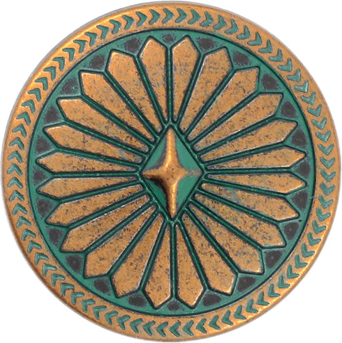 Bezelry 10 Pieces Diamond Flower Metal Shank Buttons. 25mm (1 inch) (Copper Green)...