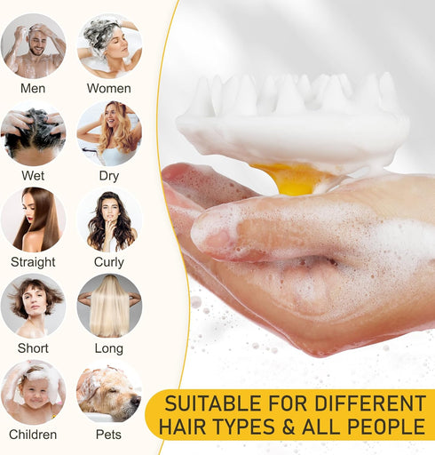 Scalp Massager Hair Growth, Hair Shower Brush for Dandruff Removal,Oil Brush for Hair,Wet and Dry Hair Detangler (White & Yellow)...