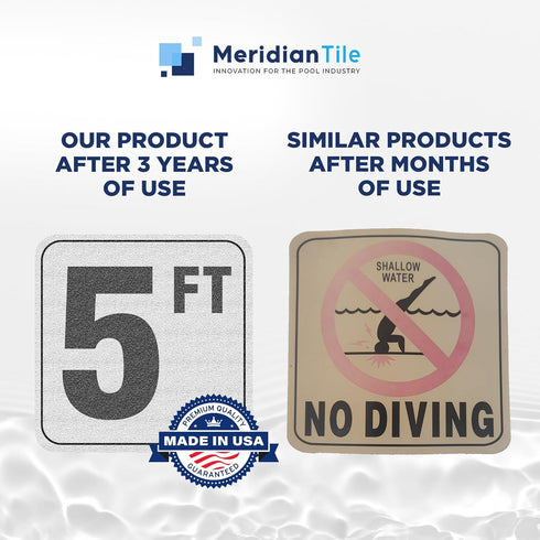 Aquatic Custom Tile, 5FT Pool Depth Markers, 6x6 Inches Vinyl Pool Stickers, Swimming Pool Number Markers, Pool Safety Signage, Adhesive Pool Dept...