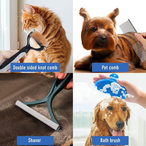 Pet Dematting Tool - Double-Sided Undercoat Rake for Dogs & Cats - Shedding Comb and Dematting Tool for Grooming...