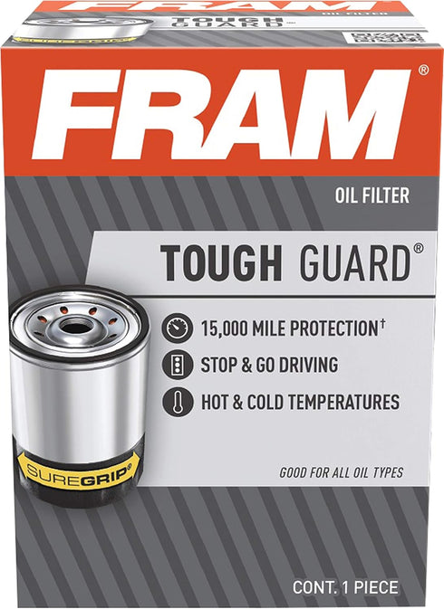FRAM Tough Guard TG2-1, 15K Mile Change Interval Passenger Car Spin-On Oil Filter...