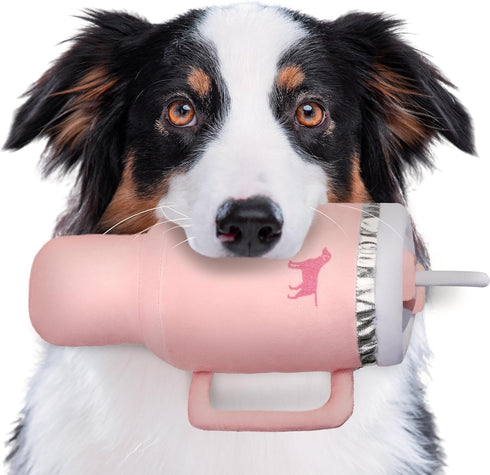 Pup Cup Tumbler Plush Dog Toy Cute, Funny, Squeaky Parody Gift (Pink Peach Dust)...