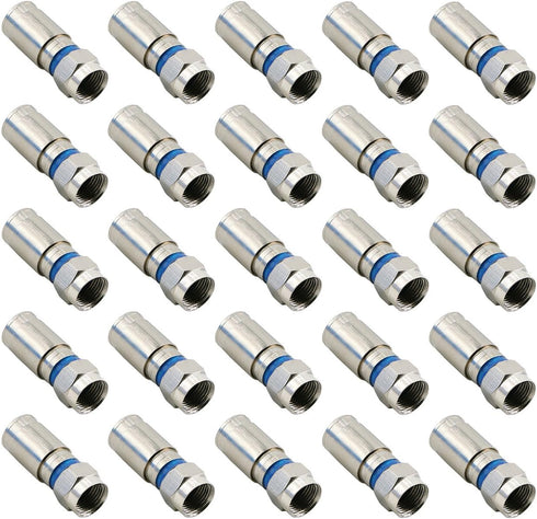 PASOW Compression RG6 F Connector Coax Coaxial Adapter Plug for Satellite & Cable TV (25 Pack)...