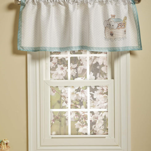 EVERYDAY KIDS Precious Moments Noah’s Ark Window Valance for Toddler and Baby Boys Animal Image of Giraffes, Tigers and Elephants on The Ark with ...
