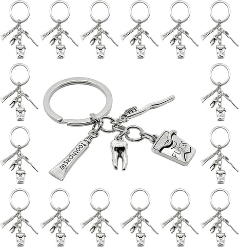PHAETON 20PCS Toothbrush Toothpaste Keychain Tooth Shape Keyring Dentist Keychain Dental Hygienist Gift Dental Student Gift Dentist Graduation Gif...