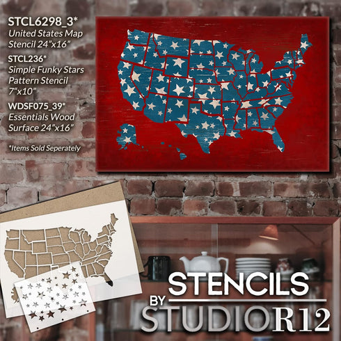 United States Map Stencil by StudioR12 | Craft DIY Home Decor | Paint Geographic Wood Sign | Reusable Mylar Template | Select Size (12 inches x 8 ...