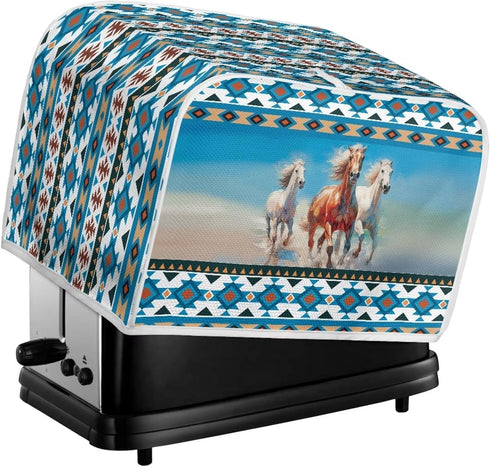 Southwest Horse 4 Slice Toaster Covers for Kitchen, Aztec Bread Maker Cover Washable Bread Toaster Cover Dust Greasy Protection, Decorative and An...