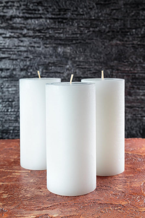 Melt Candle Pillar Candles, 3 Pack - Unscented Candles for Home, Church, Weddings, & More - 3" x 6", White...