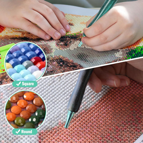 Snewvie Diamond Painting Pen Accessories Tools Set,3PCS Glitter Diamond Art Pen and 12Pcs Green Metal Screw Thread Multi Placer Tips,Resin Diamond...