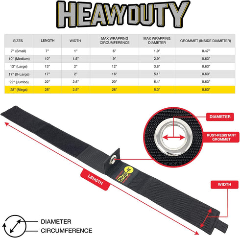 Heavy-Duty Wrap-It Storage Straps, 28-inch (2 Pack) - Hook and Loop Garden Hose Hanger, Pool Hose Storage Organizer for Cords, Hoses, Tow Rope, Bu...