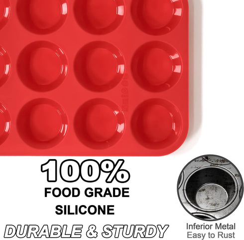 Anaeat Silicone Muffin Pan - Mini 24 Cups Cupcake Tray, Non-Stick Silicone Baking Molds for Making Muffin Cakes, Cupcake, Chocolate, Bread,Tart an...
