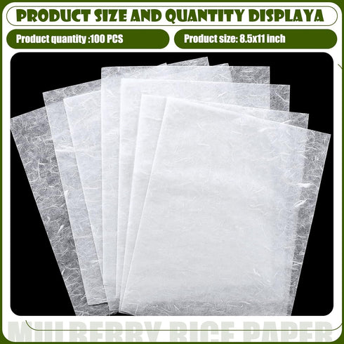 A4 Mulberry Paper Sheets Natural Fiber Rice Paper Handmade Decoupage Paper Sheets Art Tissue Washi Paper DIY Art Craft Origami for Kids Adults Gif...
