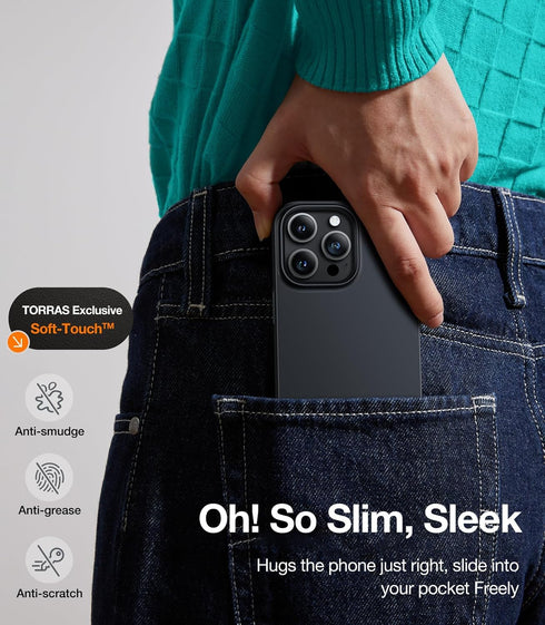 TORRAS Magnetic Slim-Fit for iPhone 14 Pro Max Phone Case, Ultra-Thin Case Compatible with MagSafe, Matte Hard PC Cover Protective Anti-Fingerprin...