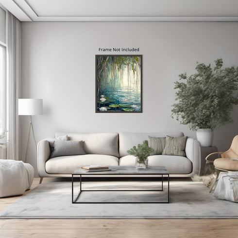 Posterizer 1 pcs-oil painting style-ethereal water lily pont-classics inspired 1-Landscape & Nature Art-Vintage Art-Gift for Art Lovers- unframed ...