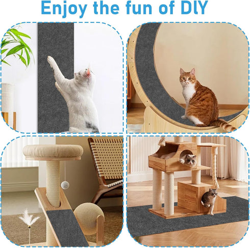 Trimmable Cat Scratching Post Carpet Covered 78.7”x15.8” Self-Adhesive Cat Tree Shelves Replacement Parts Mat Cat Scratcher for Cat Tree Shelves S...