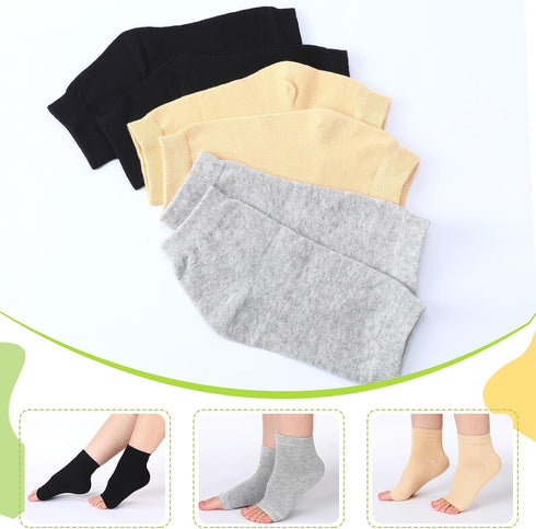 9 Pairs Toeless Socks for Women Cotton Pedicure Socks Flip Flop Open Toe Socks Women, Black Gray Pale Yellow, One Size...