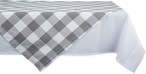 DII Buffalo Check Collection, Classic Farmhouse Tablecloth, Table Topper, 40x40, Gray & White...