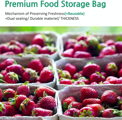 Green, Reusable Food Storage Bag, 16.44" 20.6" 10bags, Keep Fresh Produce Bags, Food Saver Storage for Fruits, Vegetables, BPA FREE, Plastic Bread...