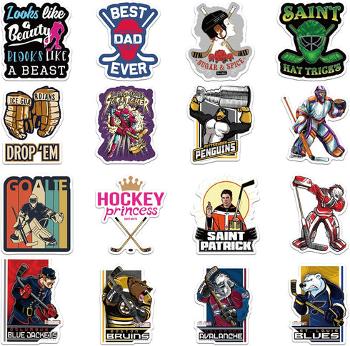 100Pcs Hockey Stickers Perfect for Water Bottle Cup Laptop Guitar Car Motorcycle Bike Skateboard Luggage Box for Teens Laptop Aesthetic Stickers...