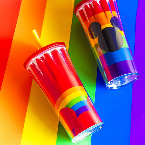 Zak Designs Disney Halloween Rainbow Collection Double-Wall Insulated Plastic Tumbler for Cold Drinks, Travel Cup with Splash-Proof Lid and Straw ...