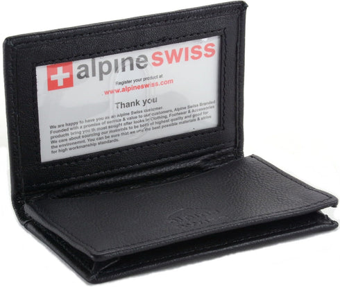 Alpine Swiss Genuine Leather Thin Business Card Case Minimalist Wallet...