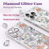 Compatible for iPhone 14 Pro Max Case Cute Aesthetic - Glitter Clear Phone Case with Camera Protector - Lovely Flowers Cover with Wrist Strap Desi...