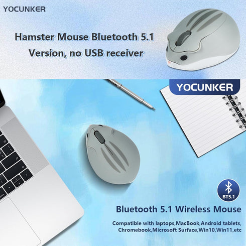 Cute Hamster Bluetooth Wireless Mouse?No USB Receiver? Cartoon Animal Wireless Silent Mouse 1200DPI Portable Travel Optical Cordless Bluetooth Mou...
