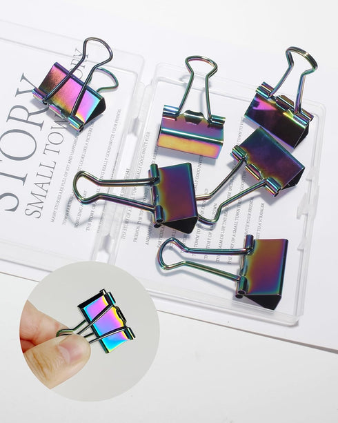 10 Pcs Rainbow Paper Clamps,Medium Binder Clips, 1 Inch Length for Office Use, Organize Files and Folders...
