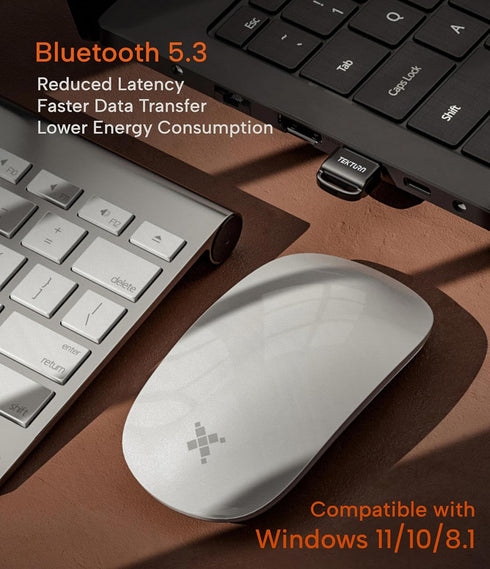 USB Bluetooth 5.3 Adapter: Plug-and-Play, Nano Design, EDR & BLE, Compatible with Windows 11/10/8.1/7, Desktop, Laptop, Supports Headphones, Keybo...