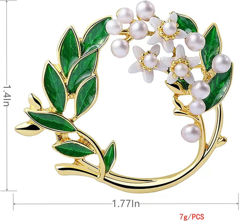 green leaves gardenia flower brooch pins for women fashion brooches pins garland...