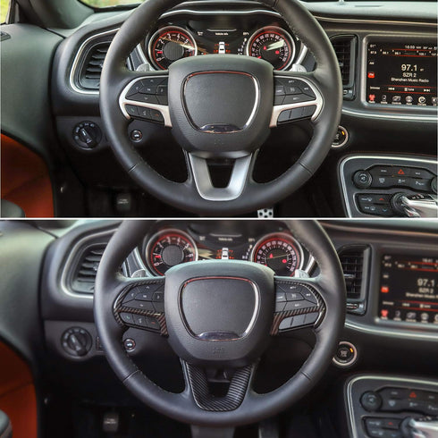 JeCar Steering Wheel Cover Interior Decoration Trim Kits Compatible with Dodge Challenger/Charger 2015-2023/Durango 2014-2020 & Grand Cherokee 201...