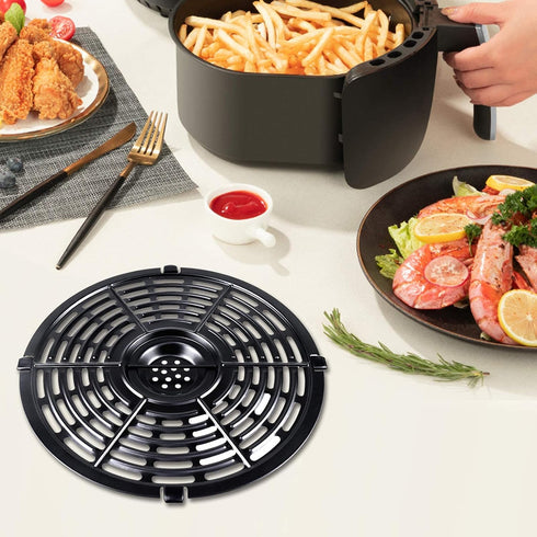 Air Fryer Replacement Parts Tray, Upgraded 5.0QT Round Grill Crisper Plate Non-Stick Coating Air Fryer Accessories Rack with Rubber Bumpers fir fo...