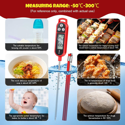 6 Pcs Meat Thermometer Food Thermometer with Probe Water Liquid Instant Read Digital Thermometer Cooking Thermometer Supplies BBQ Kitchen Thermome...
