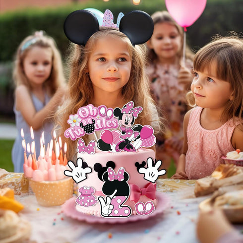 10 Pcs 2nd Mouse Cake Decorations- “Oh Twodles” Mouse Birthday Cake Topper Black and Red Birthday Party Decorations for Kids Boys Two Birthday Par...