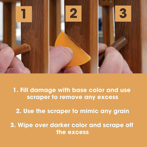 Floor & Furniture Repair Kit (White) - 4X Wax Filler Sticks - Fix Damage to UPVC, Doors, Windows, Worktops - Cracks, Scratches and Marks - Instant...