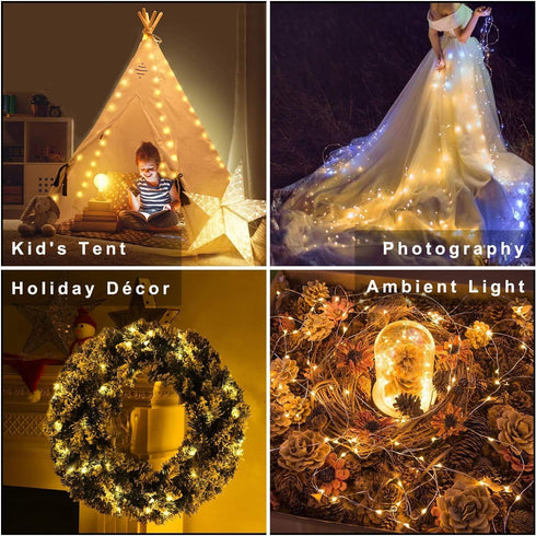 Metaku 2 Pack 33Ft 100 LED Fairy Lights Battery Operated String Lights with Remote Timer, LED Twinkle Lights for Bedroom, Party, Wedding, Centerpi...
