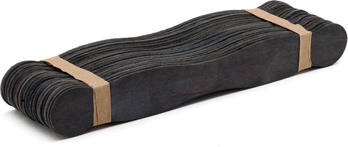 Wooden Black 8" Fan Handles, Wedding Programs, Pack 100, Jumbo Craft Popsicle Sticks for Auction Bid Paddles, Wooden Wavy Flat Stems for DIY Craft...