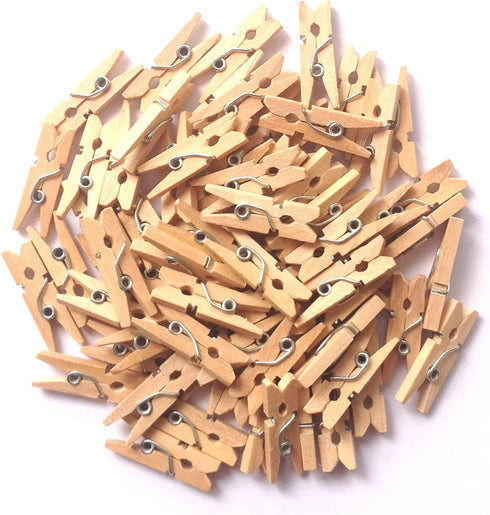 LWR CRAFTS Wooden Mini Clothespins 100 Per Pack 1" 2.5cm (Natural)...
