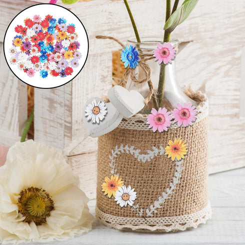100 Pcs Wood Daisy Buttons 1 inch Flower Buttons for Craft Wooden Painted Buttons for Crafts 2 Holes Flower Shaped Buttons for DIY Crafts Multi-Co...