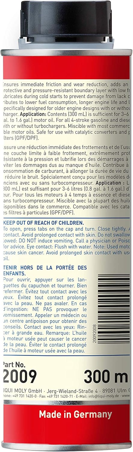 Liqui Moly MoS2 Anti-Friction Engine Treatment | 300 ml | Oil additive | SKU: 2009...