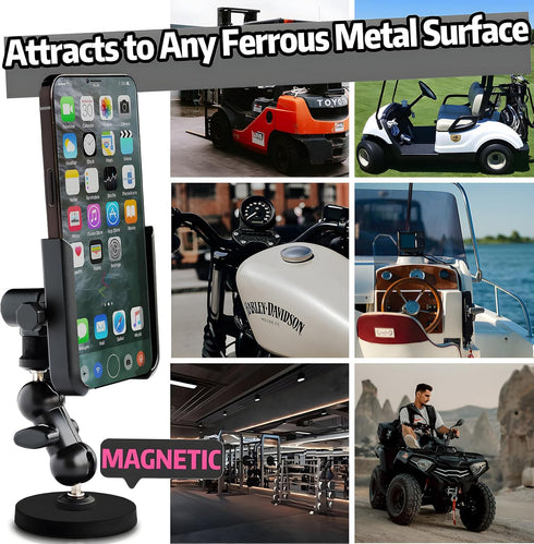 Metal Magnetic Phone Mount with Video Recording Stand, Gym Phone Holder,Attracts to Any Ferrous Metal Surface, Designed for Gym, Motorcycles Tank,...