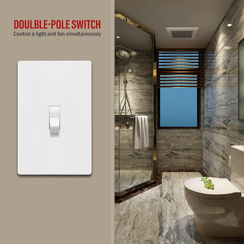 ENERLITES 30 Amp Double-Pole Toggle Light Switch, 30A 120/277V, Self-Grounding, Industrial Grade, UL Listed, 82300-W, White...
