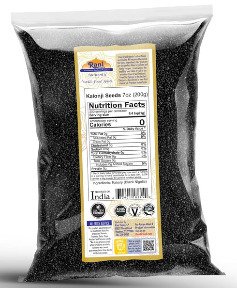 Rani Kalonji (Black Seed, Nigella Sativa, Black Cumin) Seeds 7oz (200g) ~ All Natural | Gluten Friendly | NON-GMO | Kosher | Vegan | Indian Origin...