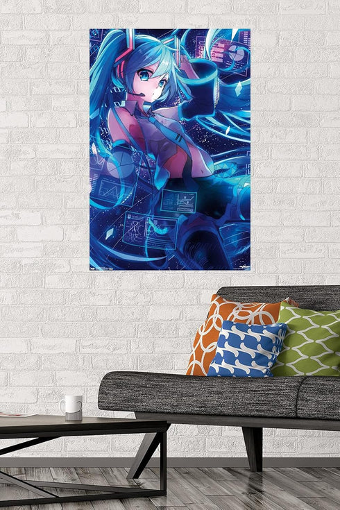 Trends International Hatsune Miku - Screens Wall Poster, 22.375" x 34", Poster & Mount Bundle...