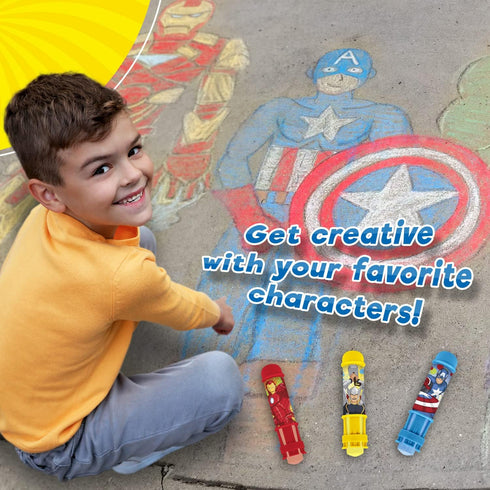 JA-RU Marvel Avengers Chalk Holder (1 Pack) Sidewalk Chalk for Kids - Kids Outdoor Play - Non Toxic Jumbo Chalk for Boys and Girls - Kids Chalk Se...