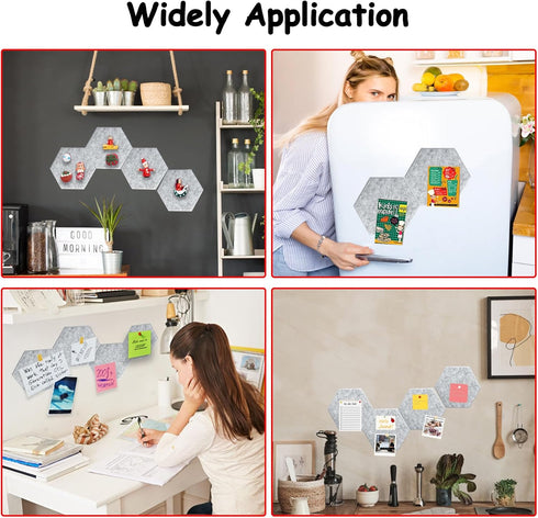 Hexagon Felt Bulletin Board, 8.7"x7.5"x0.35" 4 Pack Self-Adhesive Tiles Pin Board for Office Home School Decor Stickers Memos Photos Display(GY-19...