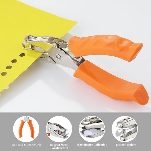Single Hole Punch, HIA 1/4”Hole Puncher, Metal One Hole Puncher for Crafts with Ergonomic Silicone Handle, Paper Punch for Kids and Adults (Stylis...